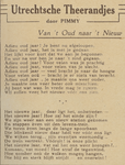 717038 Gedichtje 'Van 't Oud naar 't Nieuw' van 'Pimmy uit de serie 'Utrechtsche Theerandjes', over de komende ...